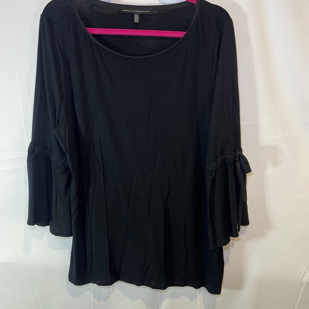 White House Black Market Women's Tie Sleeve Blouse XLarge Flowy Long‎ Sleeve